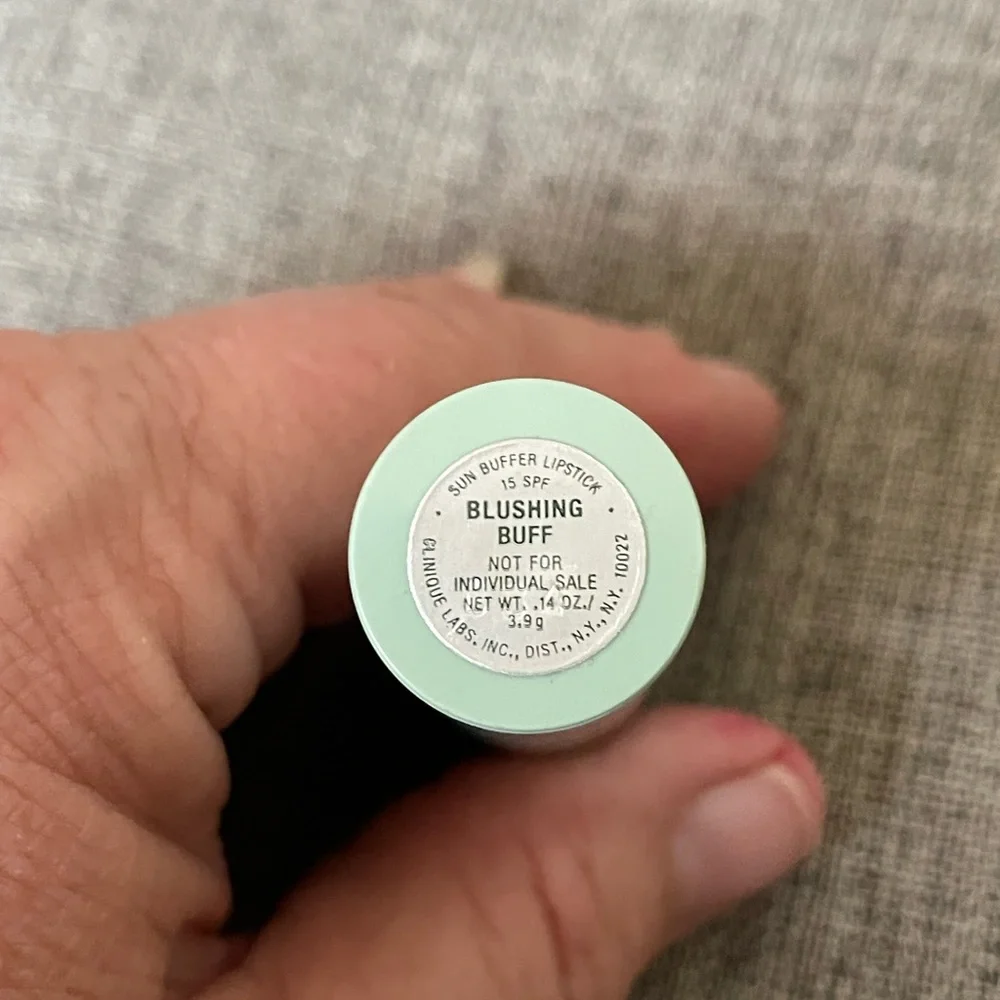 Clinique Sun Buffer Spf 15 Lipstick Full Size Green Tube BLUSHING BUFF NEW